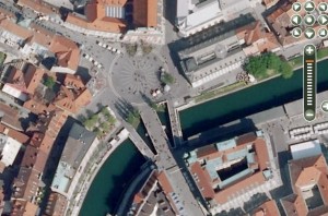 Ljubljansko tromostovje kot ga vidi LIDAR