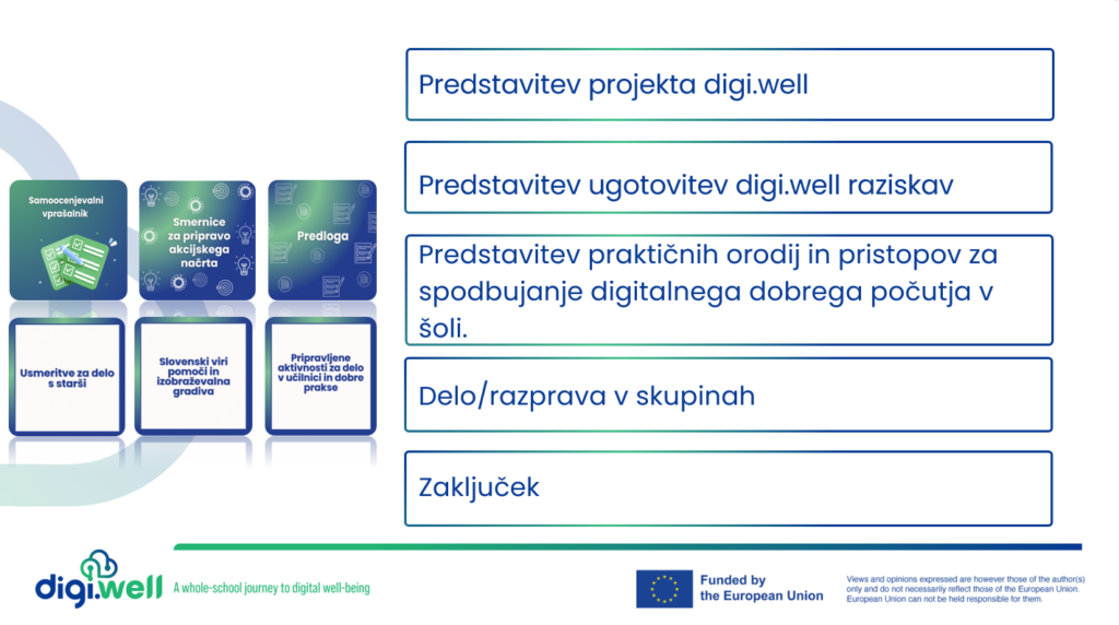 Vsebina digiwell delavnice v sliki